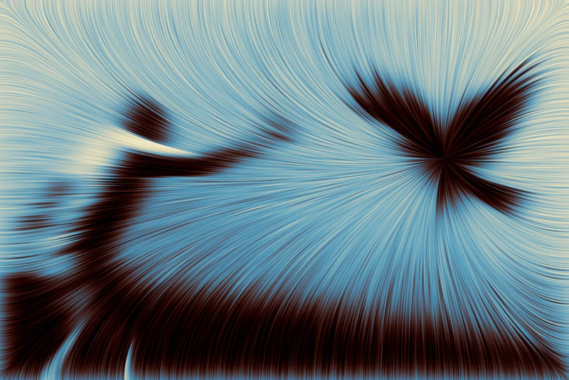 Forgive us — a dark figure reaching toward a starburst across pale blue and cream flow lines